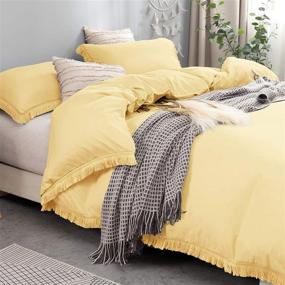 img 4 attached to 🛏️ Nankusa Yellow Duvet Cover Set - Full/Queen Size, 3-Piece Bedding Set with Tassels, Zipper Closure & Corner Ties - 100% Washed Microfiber, Ultra-Soft and Durable