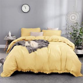 img 3 attached to 🛏️ Nankusa Yellow Duvet Cover Set - Full/Queen Size, 3-Piece Bedding Set with Tassels, Zipper Closure & Corner Ties - 100% Washed Microfiber, Ultra-Soft and Durable
