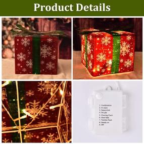 img 1 attached to 🎁 Bstge Lighted Christmas Gift Boxes Set of 3 - Home Decorations, Snowflake Ornaments with 48 Warm White LED Lights for Indoor Outdoor Holiday Decor