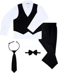 img 1 attached to Complete Boy's 6-Piece Suit Set: Stylish Suit Jacket, Dress Pants, Vest, Matching Shirt, Neck Tie & Bow Tie