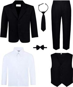 img 4 attached to Complete Boy's 6-Piece Suit Set: Stylish Suit Jacket, Dress Pants, Vest, Matching Shirt, Neck Tie & Bow Tie