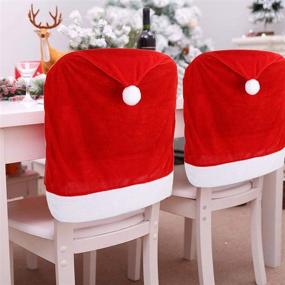 img 4 attached to 🎅 Red Hat Dining Chair Slipcovers Set of 4 for Christmas Holiday Festival Decoration in Kitchen Chair Covers