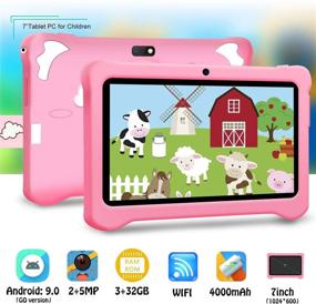 img 3 attached to Лучший планшет Kids Edition с диагональю 7 дюймов, 3 ГБ ОЗУ + 32 ГБ ПЗУ - Android 9.0 GO, WiFi, сертифицирован GMS, образовательный, Bluetooth, двойная камера - розовый.