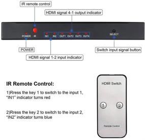 img 3 attached to 🔌 Разделитель HDMI-аудиоэкстрактора с переключателем 4K@60Hz 2x4 с пультом дистанционного управления, MOYOON 2-портовое HDMI-переключатель с аудио SPDIF 3,5 мм, поддерживает 4K, 3D, HDMI2.0, HDCP2.2 для телевизора, Blu-Ray, Fire Stick, Xbox, PS5.