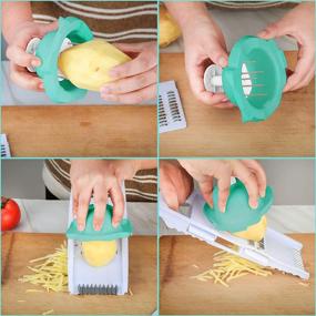 img 2 attached to 🔪 Enhance Kitchen Safety with 2-Piece Food Safety Holder Mandoline Slicing Tool - Blue: Slicer Cutter Finger Guard for Mandoline Slicer Grater Cutting