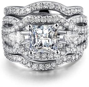 img 3 attached to S925 Silver God Engagement Rings Set: Exquisite 3 Piece Collection with 2.0 Carat Synthetic Diamond & Free Jewelry Gift Box