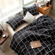 🛏️ bedbay black grid comforter set: ultra-soft queen size black & white plaid bedding with 1 comforter & 2 pillowcases logo