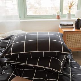 img 2 attached to 🛏️ Комплект одеяла Bedbay Black Grid: Ультраприятное покрывало размера Queen в черно-белую клетку с 1 одеялом и 2 наволочками