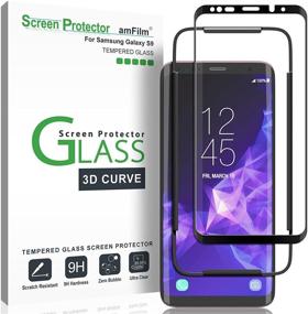 img 4 attached to 📱 amFilm Galaxy S9 Glass Screen Protector, Curved Tempered Glass, Dot Matrix with Easy Installation Tray, Case Friendly (Black)