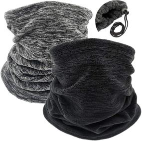 img 4 attached to 🧣 Warm Winter Fleece Accessories for Girls in Dark Grey - Perfect for Cold Weather