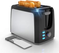 🍞 best prime stainless steel black bagel toaster - 2 slice wide slot, 7 shade settings with removable crumb tray for bread, waffles - even toasting, quick operation logo