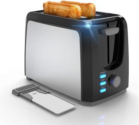 img 4 attached to 🍞 Best Prime Stainless Steel Black Bagel Toaster - 2 Slice Wide Slot, 7 Shade Settings with Removable Crumb Tray for Bread, Waffles - Even Toasting, Quick Operation