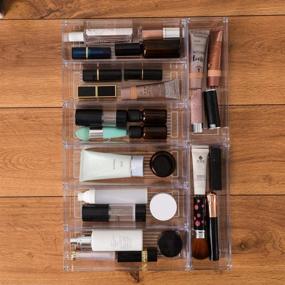 img 2 attached to Set of 8 Clear Plastic Drawer Organizer Trays (9x3x2 inches) - Ideal for Vanity Cabinets, Makeup Storage, Kitchen Utensils, Jewelry, and Gadgets