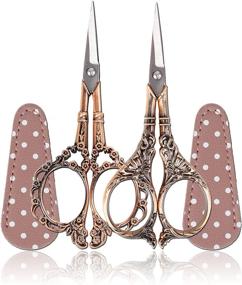 img 4 attached to 🔪 Hi-Super 2 Pairs Embroidery Scissors Sewing Crochet Scissors Small 4.5 Inch Sharp Craft Scissors with Leather Scissors Cover for Sewing Handicrafts Tool Craft Artwork And Everyday Use