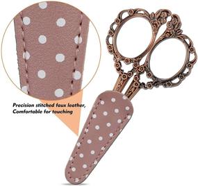 img 1 attached to 🔪 Hi-Super 2 Pairs Embroidery Scissors Sewing Crochet Scissors Small 4.5 Inch Sharp Craft Scissors with Leather Scissors Cover for Sewing Handicrafts Tool Craft Artwork And Everyday Use