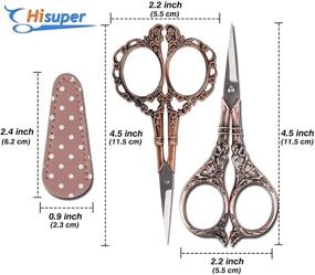 img 3 attached to 🔪 Hi-Super 2 Pairs Embroidery Scissors Sewing Crochet Scissors Small 4.5 Inch Sharp Craft Scissors with Leather Scissors Cover for Sewing Handicrafts Tool Craft Artwork And Everyday Use