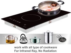 img 2 attached to NOXTON Ceramic Cooktop, Built-in 2 Burners Electric Cooktops Stove Electric Hob Cooker With Touch Control, Child Lock, Timer, Easy To Clean, 3000W, with Hard Wire, 220V~240V