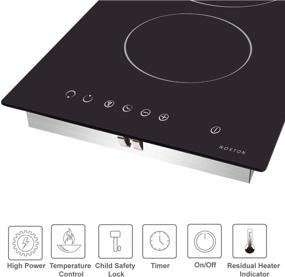 img 1 attached to NOXTON Ceramic Cooktop, Built-in 2 Burners Electric Cooktops Stove Electric Hob Cooker With Touch Control, Child Lock, Timer, Easy To Clean, 3000W, with Hard Wire, 220V~240V