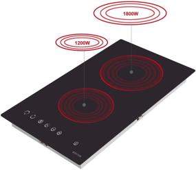 img 3 attached to NOXTON Ceramic Cooktop, Built-in 2 Burners Electric Cooktops Stove Electric Hob Cooker With Touch Control, Child Lock, Timer, Easy To Clean, 3000W, with Hard Wire, 220V~240V