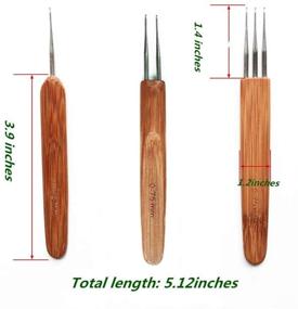 img 3 attached to 🔌 Dreadlocks Crochet Hooks Set: Perfect Christmas Gift Hair Extensions! 4 PCS Needle Set with Bamboo Handle, Soft-Touch Steel Black Five for 1, 2, 3 Hooks (0.5mm+0.75mm)