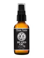 🏻 mane tame beard oil - freshly showered scent women love -no fuss pump - 2oz bottle - organic oils for softening and itch relief - top-rated beard oil and conditioner for men logo