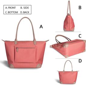 img 3 attached to 👜 Большая сумка из нейлона с кожаными ручками для женщин - водонепроницаемая молния для путешествий, работы и плеча для дам.