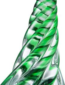 img 1 attached to 10-Inch Green Hand Blown Vintage Murano-Style Artistic Glass Christmas Tree Sculpture for Xmas Window Tabletop Mantel - Diamond Star Decoration