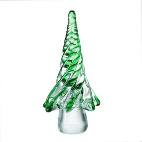 img 4 attached to 10-Inch Green Hand Blown Vintage Murano-Style Artistic Glass Christmas Tree Sculpture for Xmas Window Tabletop Mantel - Diamond Star Decoration