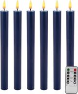 🕯️ eywamage navy blue flameless taper candles - remote controlled real wax led window candles for halloween décor, 6 pack логотип