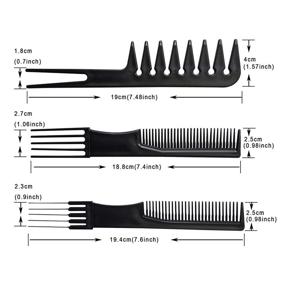 img 2 attached to 🔥 10 шт. Черный набор гребней для волос: Профессиональный салонный набор для парикмахеров, многофункциональные антистатические расчески для барберов для женщин, мужчин и детей