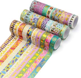 img 1 attached to 🎨 Premium Japanese Gold Foil Washi Tape Set - 30 Rolls, 15mm Wide for Scrapbooking, Bullet Journaling, Planners & Crafts