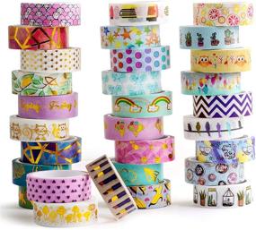 img 4 attached to 🎨 Premium Japanese Gold Foil Washi Tape Set - 30 Rolls, 15mm Wide for Scrapbooking, Bullet Journaling, Planners & Crafts