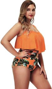 img 2 attached to 👙 Shop the Stylish Yomoko Women's Plus Size High Waist Bandage Bikini Sets for a Chic Retro Bathing Suit Look.
