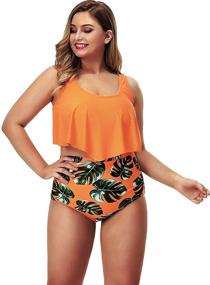 img 1 attached to 👙 Shop the Stylish Yomoko Women's Plus Size High Waist Bandage Bikini Sets for a Chic Retro Bathing Suit Look.