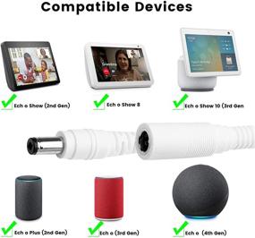 img 2 attached to 🔌 Long 16ft White Power Extension Cord with DC Flat Charging Plug Cable - Replacement for Alexa 4th Gen, Alexa Show 10 (3rd Gen), Show 8