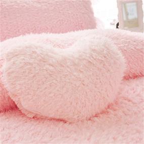img 4 attached to ❤️ MooWoo Fluffy Heart Throw Pillow - Shaggy Faux Fur, Pink, Indoor/Outdoor, 15.7X15.7Inches