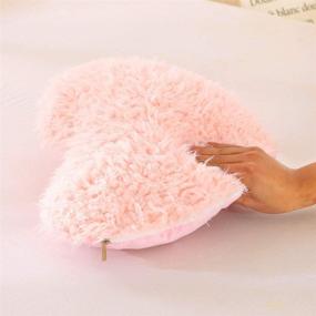 img 2 attached to ❤️ MooWoo Fluffy Heart Throw Pillow - Shaggy Faux Fur, Pink, Indoor/Outdoor, 15.7X15.7Inches