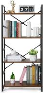 📚 haton bookshelf, 4-tier industrial rustic wood bookcase with metal frame, modern home decor for living room, bedroom, and office, brown/black логотип