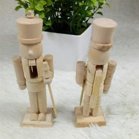 img 2 attached to 🪵 Set of 6 Unpainted Mini Wooden Figurines - Sizet Unfinished Wood Nutcracker Ornaments