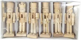 img 4 attached to 🪵 Set of 6 Unpainted Mini Wooden Figurines - Sizet Unfinished Wood Nutcracker Ornaments