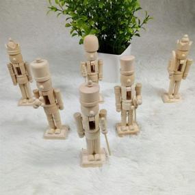 img 3 attached to 🪵 Set of 6 Unpainted Mini Wooden Figurines - Sizet Unfinished Wood Nutcracker Ornaments