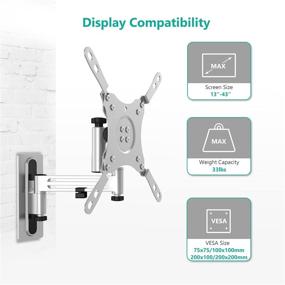 img 3 attached to 📺 WALI Lockable RV TV Wall Mount | Full Motion Anti-Vibration Bracket | Articulating Detachable Arm | Fits Most 13-43 inch LED, LCD Flat Screen Displays | Supports up to 33lbs | Gray (1343LK)