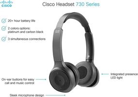 img 2 attached to 🎧 Cisco Headset 730 - Wireless Dual On-Ear Bluetooth Headset with Case, USB-A HD Bluetooth Adapter, USB-A and 3.5mm Cables - Carbon Black | 1-Year Limited Liability Warranty (HS-WL-730-BUNA-C)