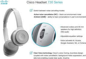 img 1 attached to 🎧 Беспроводной двухканальный Bluetooth-гарнитурный набор Cisco Headset 730 с чехлом, USB-A HD Bluetooth-адаптером, USB-A и 3,5 мм кабелями - угольно-черный | Ограниченная гарантия на 1 год (HS-WL-730-BUNA-C)