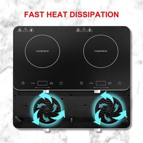 img 1 attached to 🔥 COOKTRON Dual Induction Cooktop Burner, 1800w 2-burner Induction Cooker, 10 Temperature & 9 Power Settings, Portable Electric Countertop Burner with Touch Control, Child Safety Lock & Timer