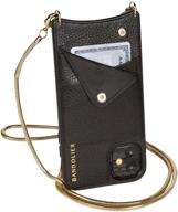 bandolier belinda crossbody phone case and wallet - sleek black leather with elegant gold detail for iphone xr only logo