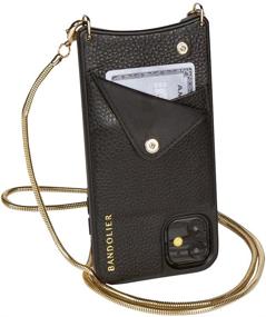 img 4 attached to Bandolier Belinda Crossbody Phone Case and Wallet - Sleek Black Leather with Elegant Gold Detail for iPhone XR Only