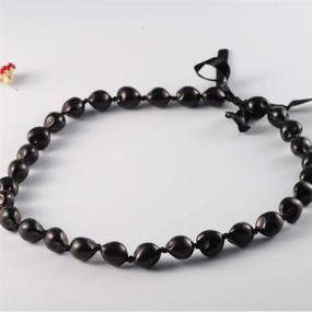 img 1 attached to 🎓 Graduation Gift: Kukui Nut Lei Necklace with Ribbon Bow Closure - Hawaiian Style and Chunky Design