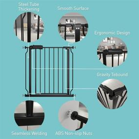 img 3 attached to 🚪 Premium WAOWAO Baby Gate: Extra Wide, Auto Close, Pressure Mounted, Black Metal for Safety -Perfect for Stairs, Doorways, Kitchen (24.02-76.38 inch)