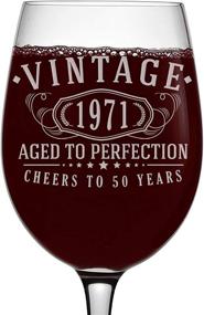 img 4 attached to 🍷 Retro 1971 Engraved 16oz Stemmed Wine Glass - 50th Birthday Aged to Perfection - 50 years old gifts